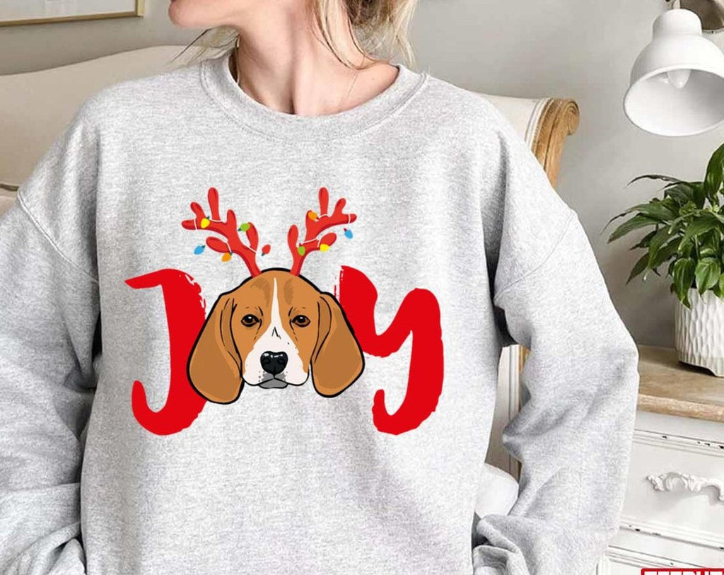 Beagle Dog Xmas Christmas Reindeer Antlers Light Unisex Sweatshirt