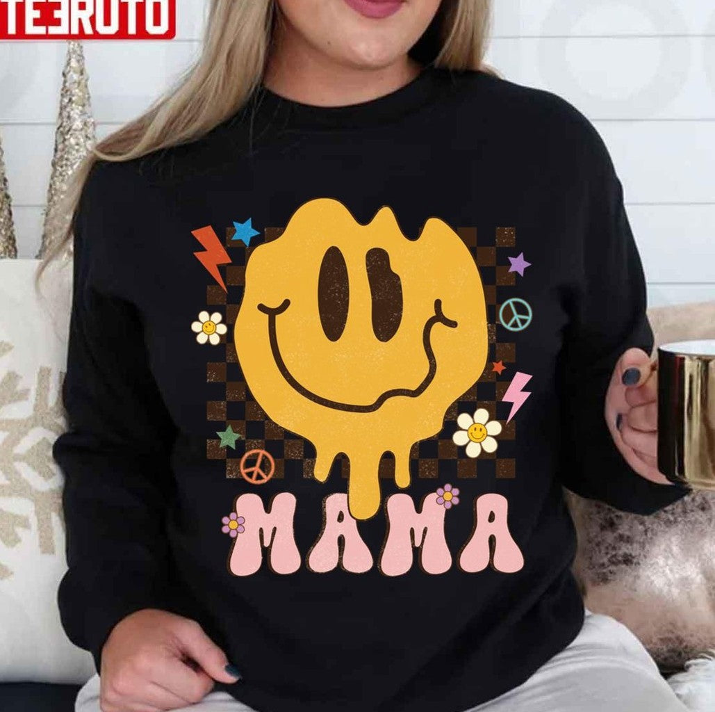 Retro Hippie Mama Smiley Design Unisex T-Shirt