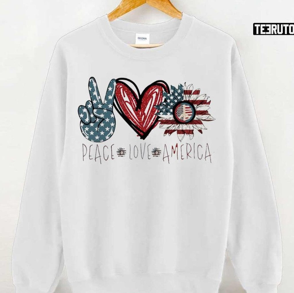 Peace Love America 4th July USA Unisex T-Shirt