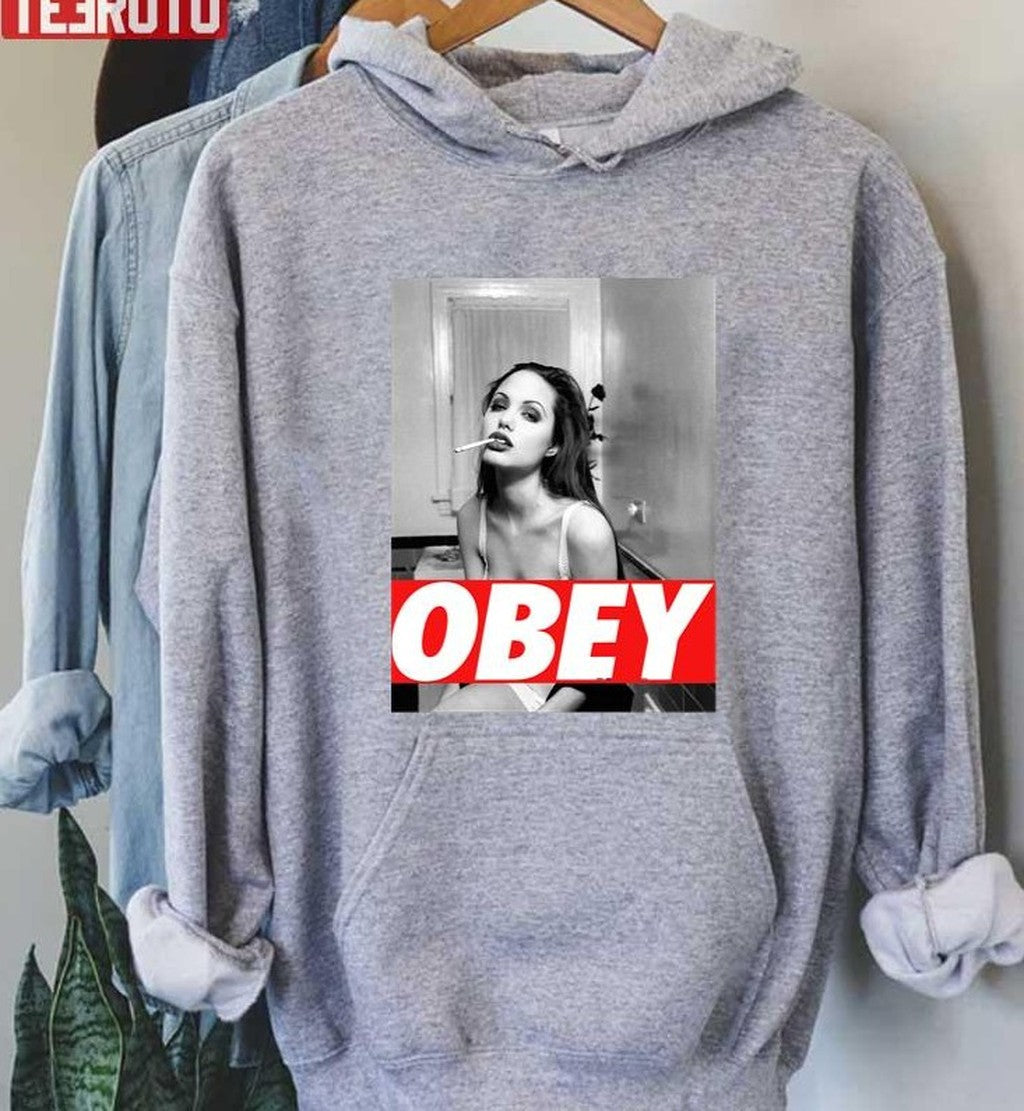 Angelina Jolie Obey Black And White Unisex T-Shirt