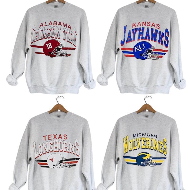 Vintage Football NCAA Sweatshirt, Ash Grey, Vintage Sweatshirt All Teams NCAA, Classic Sport Sweatshirt, Gifts For Football Fan Sport, Crewneck Menswe