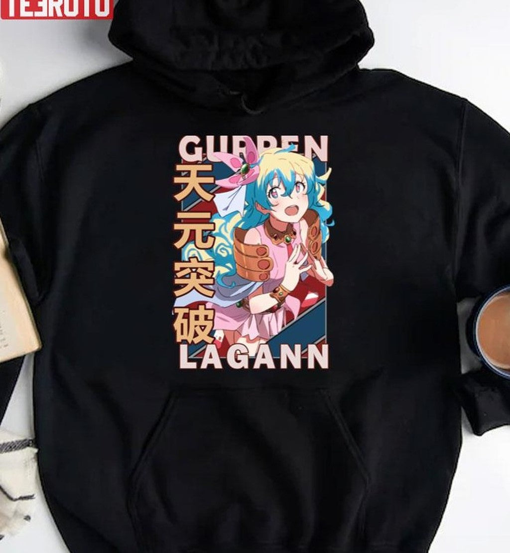 Nia Teppelin Tengen Toppa Gurren Lagann Retro Blue Red Design Unisex Hoodie