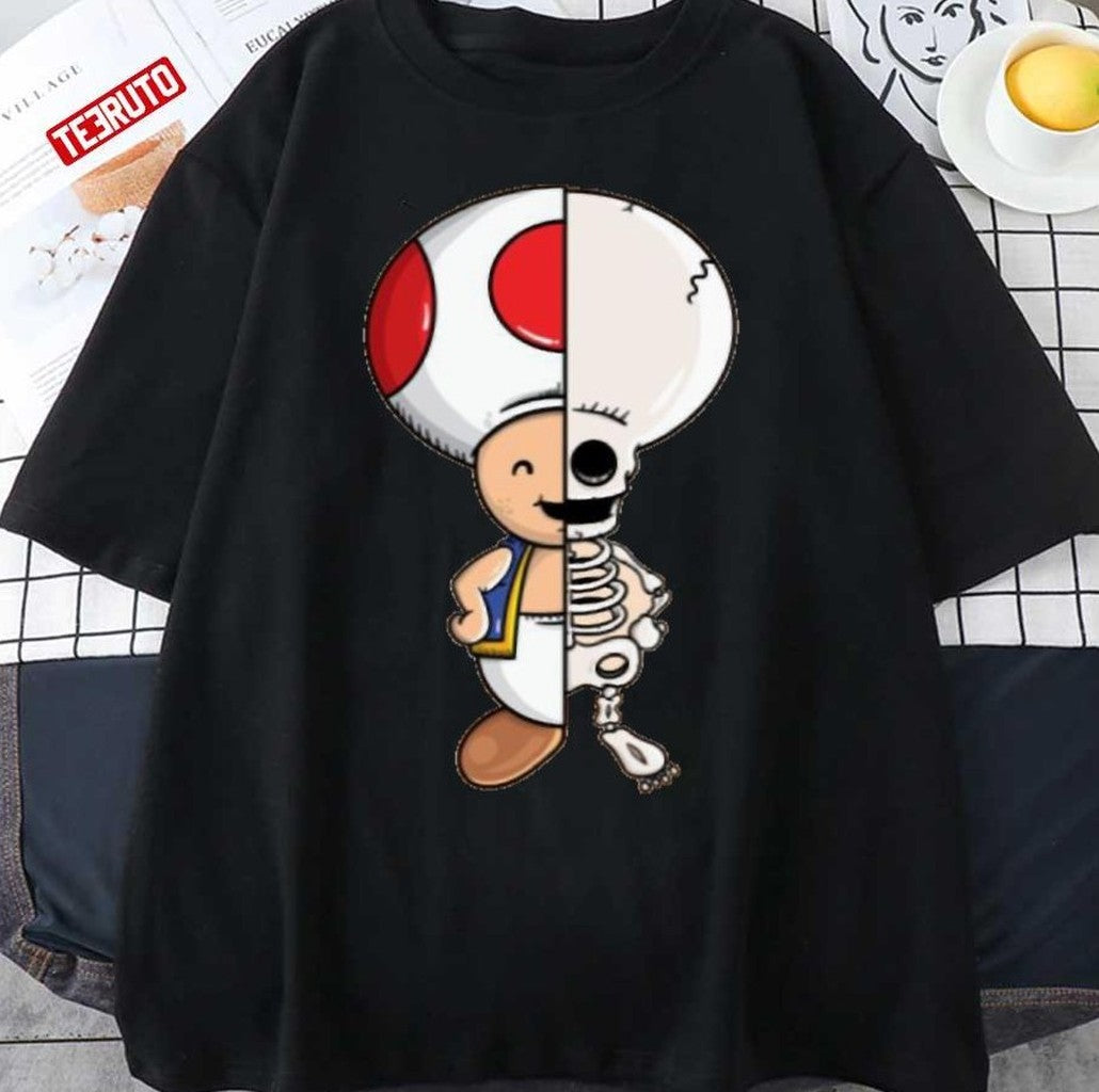 Baby Mushrooms Anime Halloween Skeleton Unisex T-Shirt