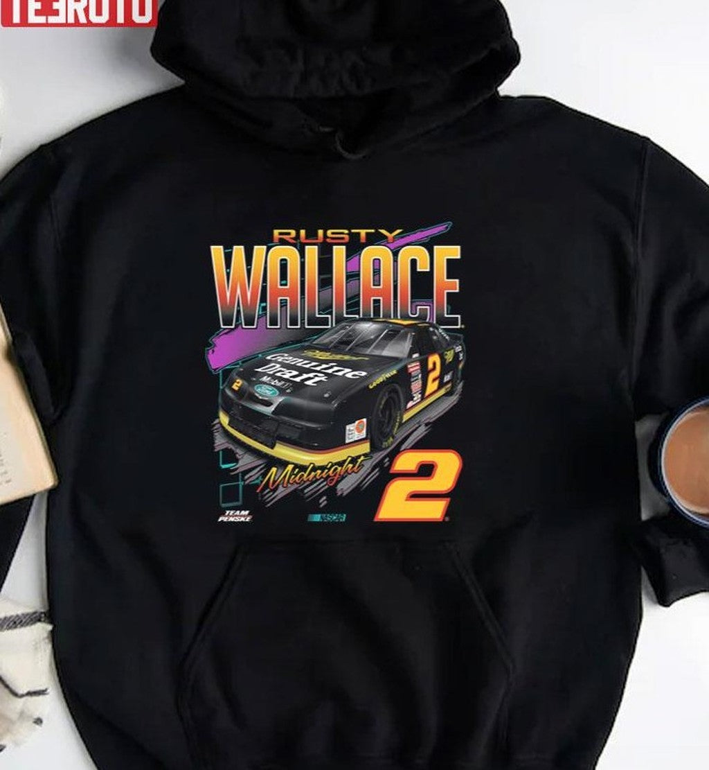 Animated Art Rusty Wallace Black Vintage Car Long Unisex Sweatshirt