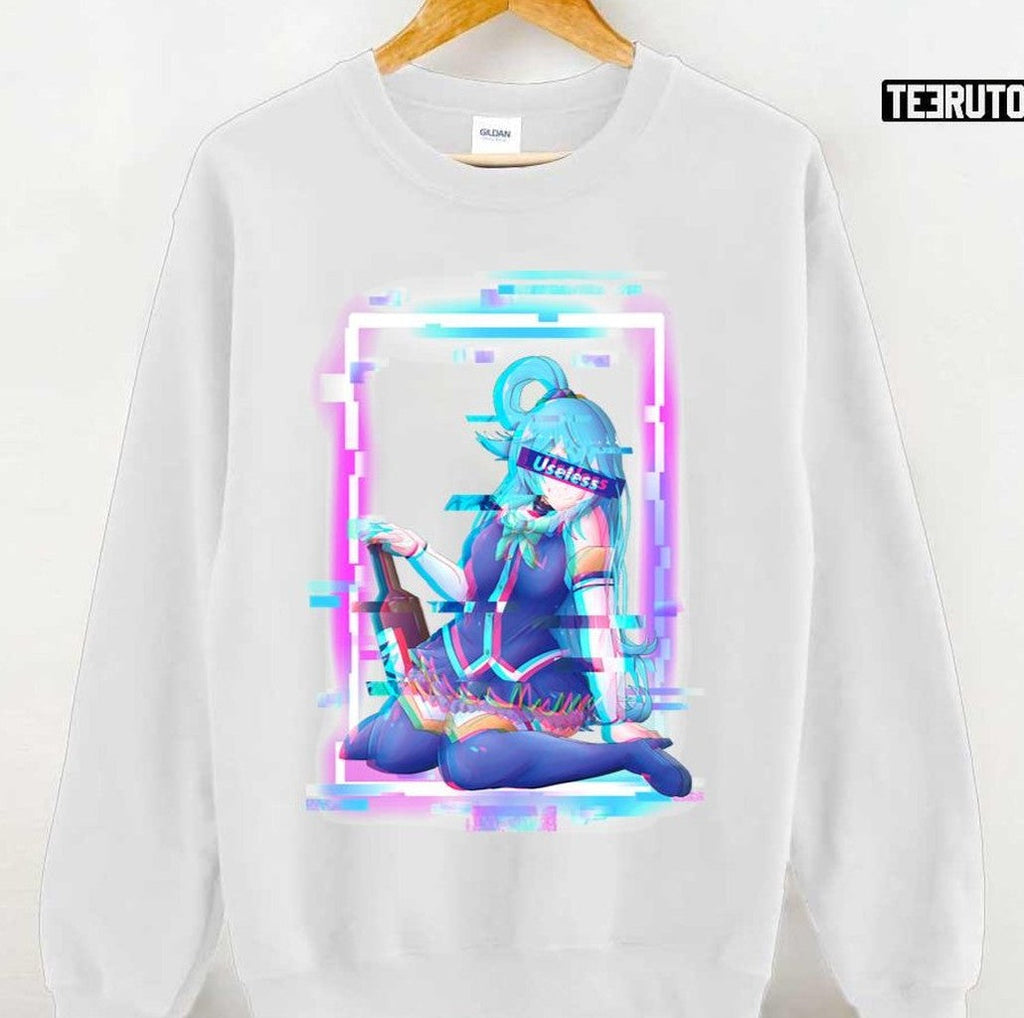 Aqua Konosuba Inspired Glitch Effect Unisex T-shirt