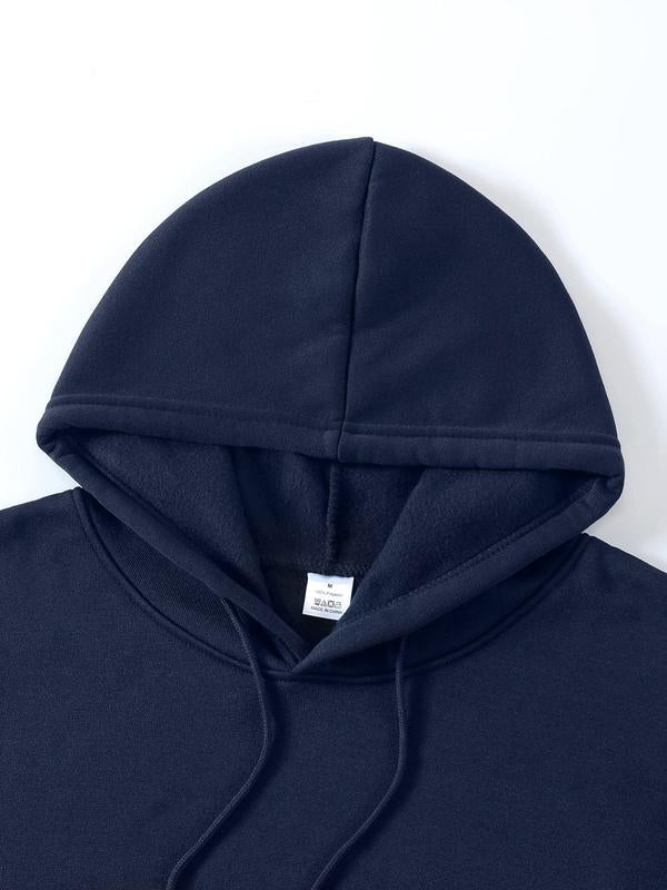Letter Print Men's Drawstring Hoodie, Regular Fit Pocket Sweatshirt, 2000s Spring & Fall Men's Streetwear, Casual FashionÂ 