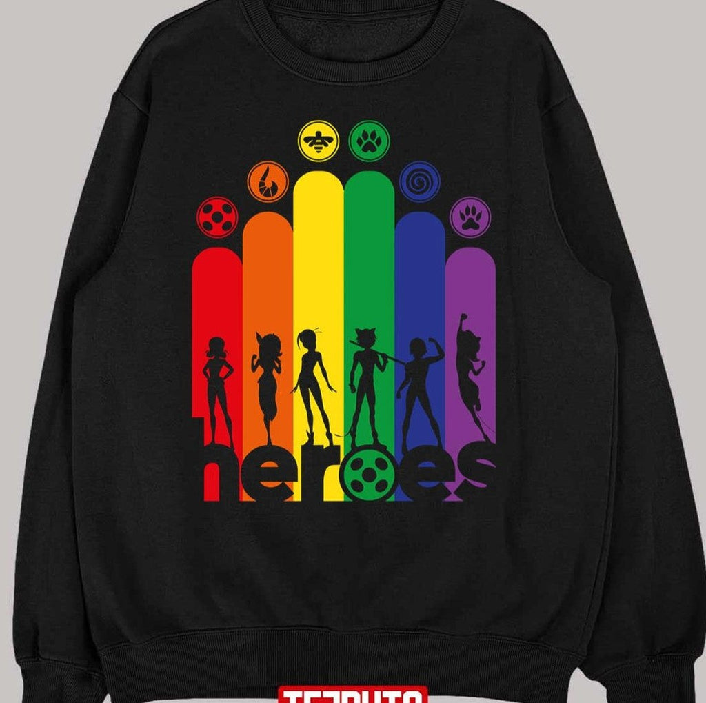 Rainbow Collection All Heroez Icons Miraculous Ladybug Unisex T-Shirt
