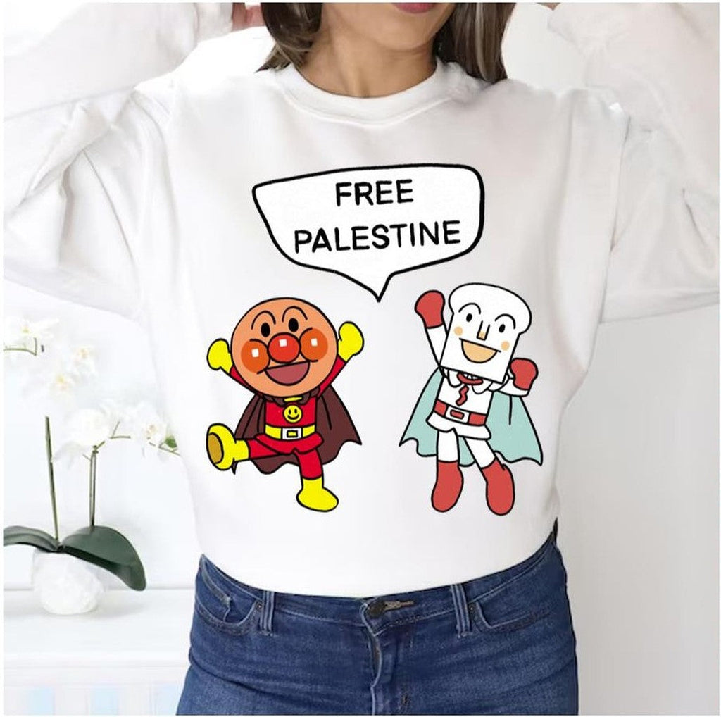 Anpanman Shokupanman Free Palestine Unisex Sweatshirt