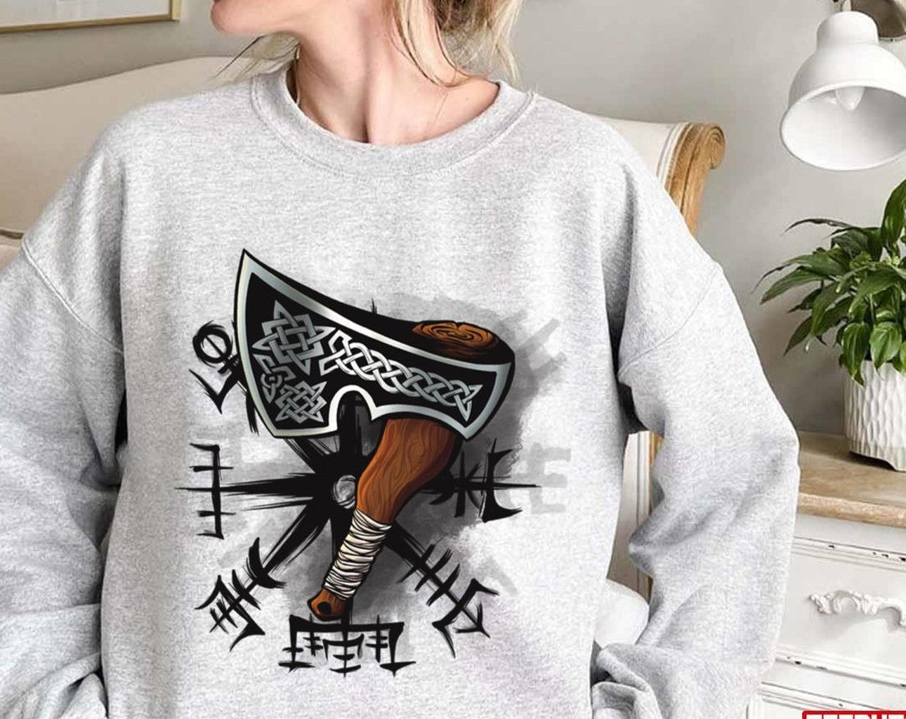 Nordic Compass And Ax Viking Valhalla Unisex Sweatshirt