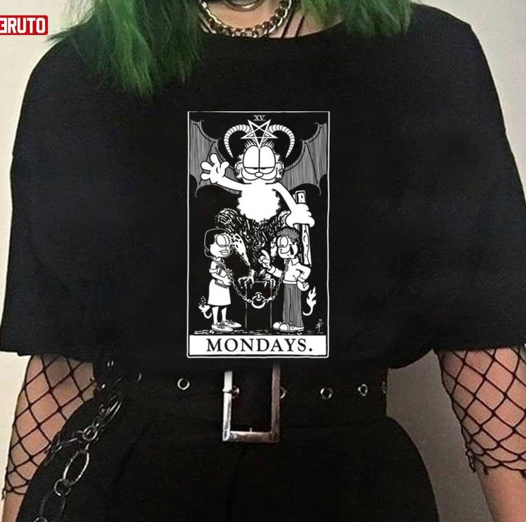 Mondays White Ink Garfield Tarot Unisex T-shirt