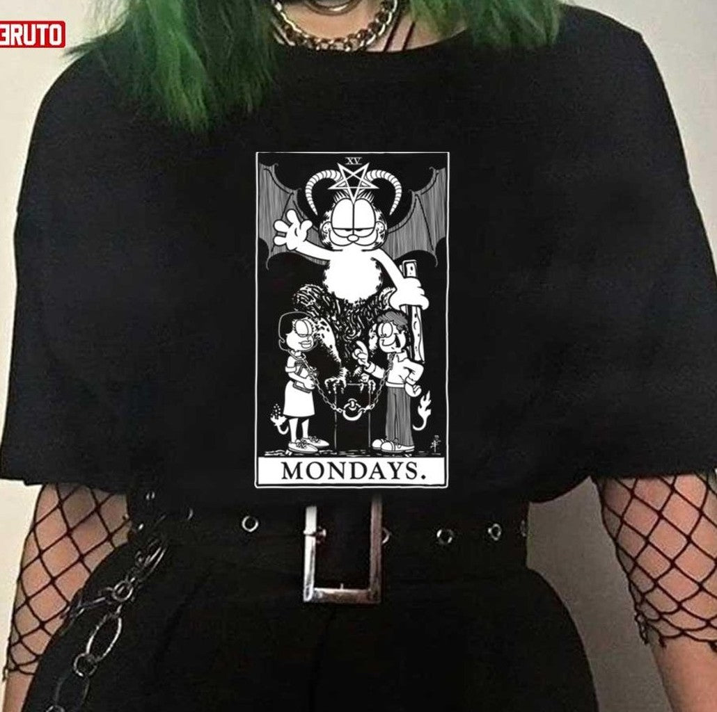 Mondays White Ink Garfield Tarot Unisex T-shirt