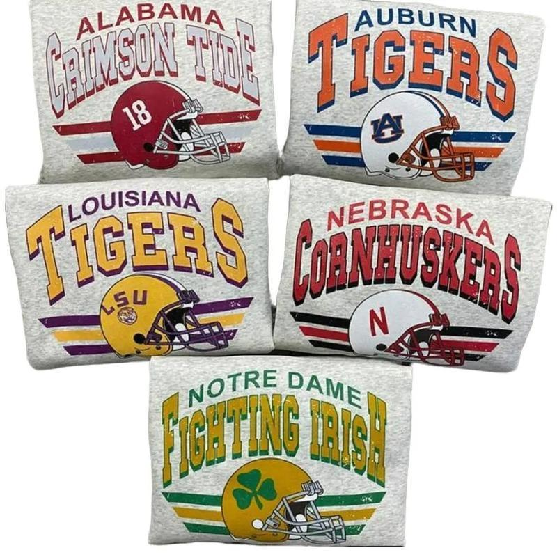 Vintage Football NCAA Sweatshirt, Ash Grey, Vintage Sweatshirt All Teams NCAA, Classic Sport Sweatshirt, Gifts For Football Fan Sport, Crewneck Menswe