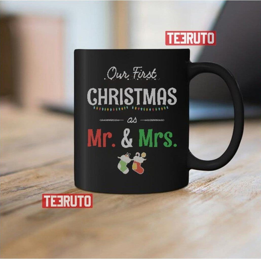 Our First Christmas As Mr And Mrs Knitted Couples Unisex Sweatshirt