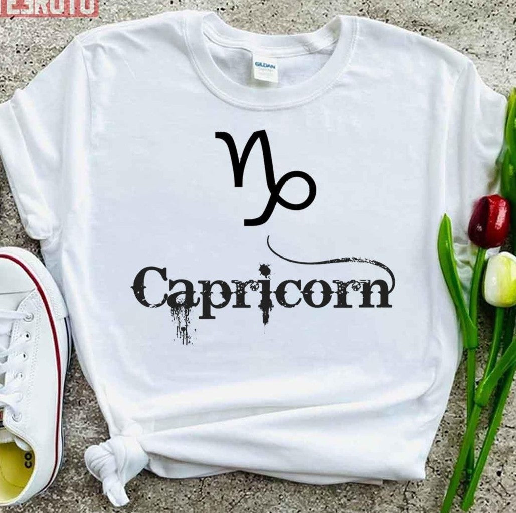 Black Font Capricorn Unisex T-Shirt