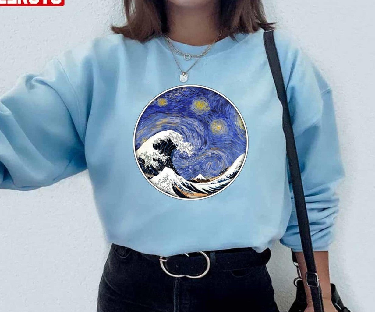 The Great Wave On A Starry Night Unisex Sweatshirt