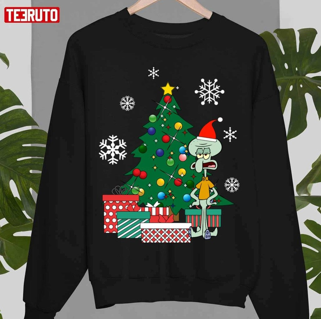 Squidward Tentacles Around The Christmas Tree Halloween Unisex T-Shirt