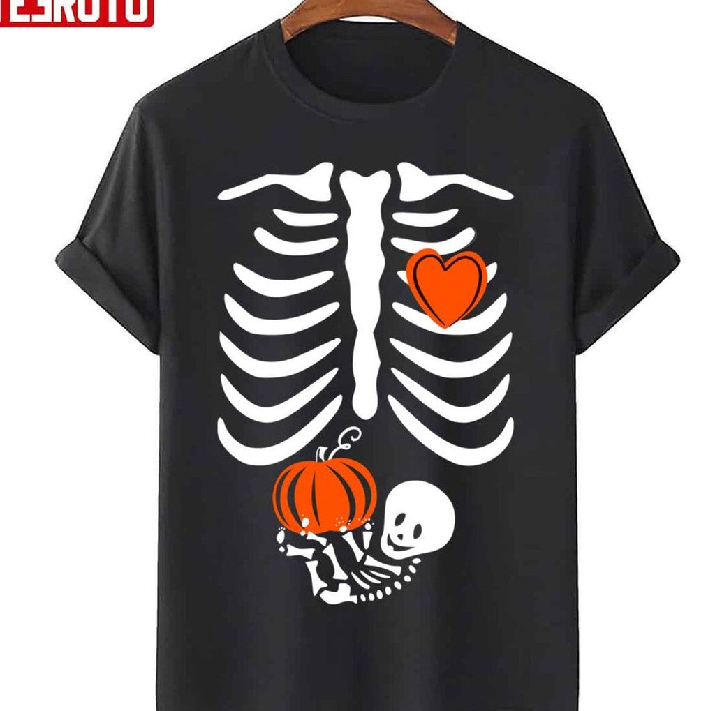 Skeleton Baby Pregnant Xray Rib Cage For Fall Halloween Unisex Sweatshirt