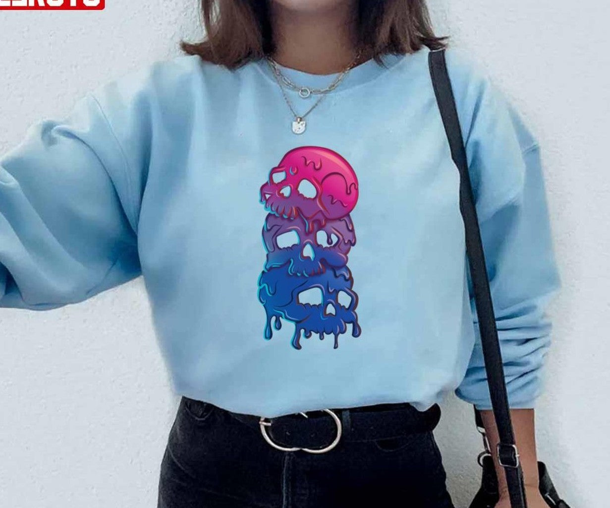 Pride Flag Goth Skull Tower Bisexual Bi Unisex Sweatshirt
