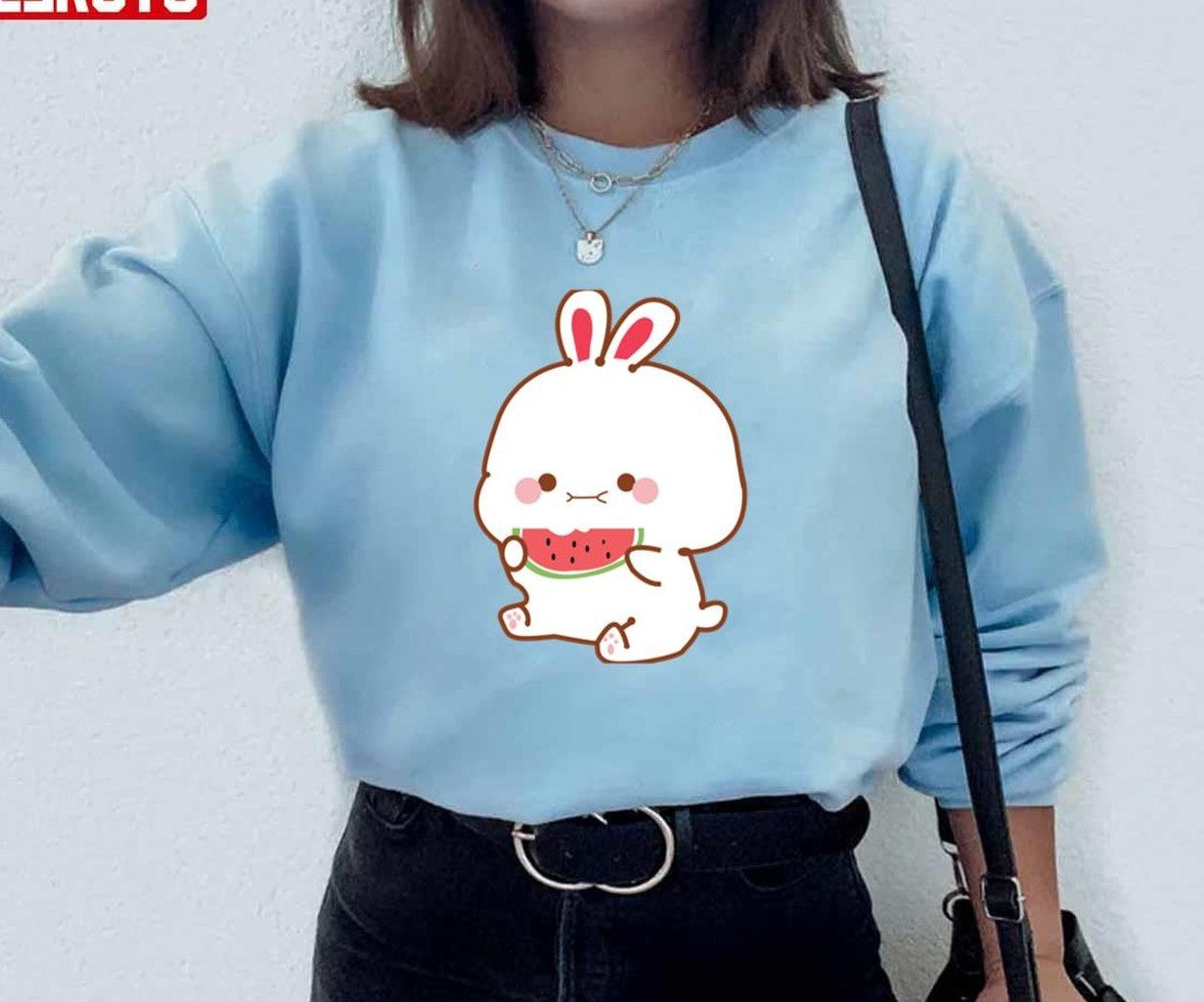 Molang Bunny Eating Watermelon Unisex Sweatshirt
