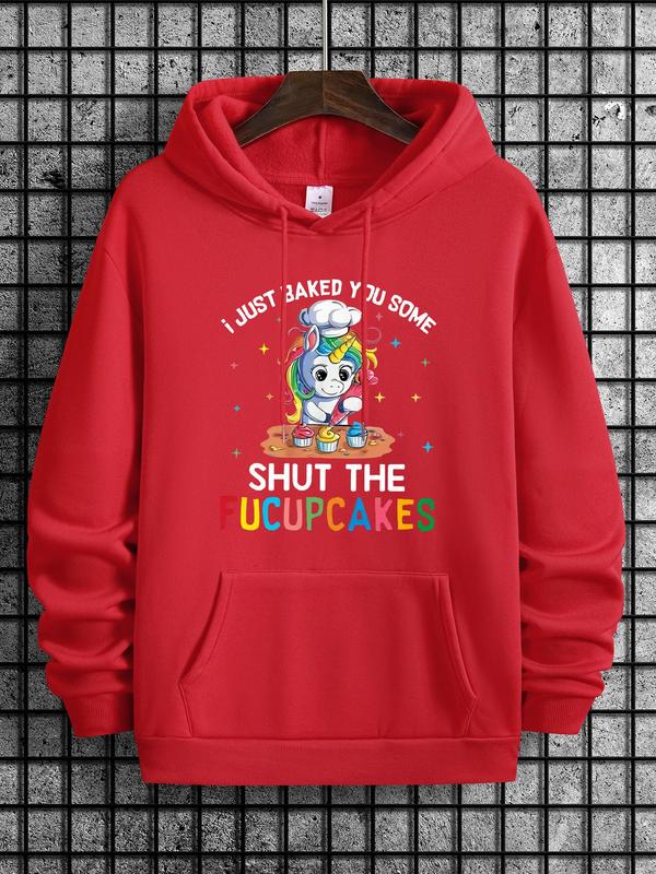 Men's Cartoon Print Drop Shoulder Hoodie, Fashion Drawstring Hooded Sweatshirt for Spring & Fall, Streetwear Style in Men's ClothingÂ 
