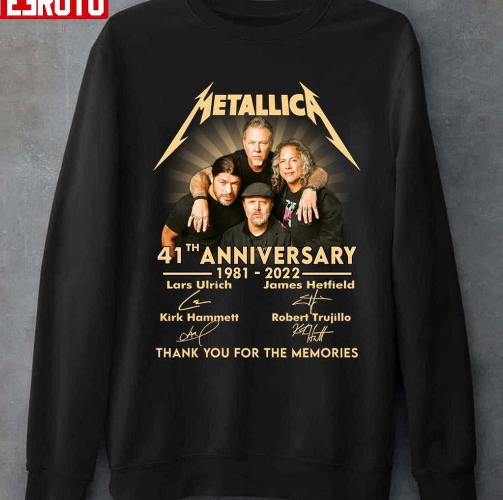 41th Anniversary Metalica Band 1980 2022 Thank You For The Memories Signatures Unisex T-Shirt