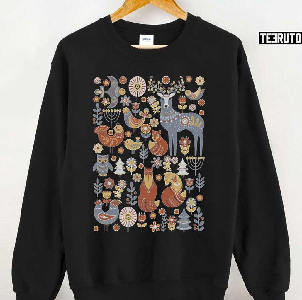 Scandinavian Folk Art Christmas Norwegian Cottage Unisex Sweatshirt
