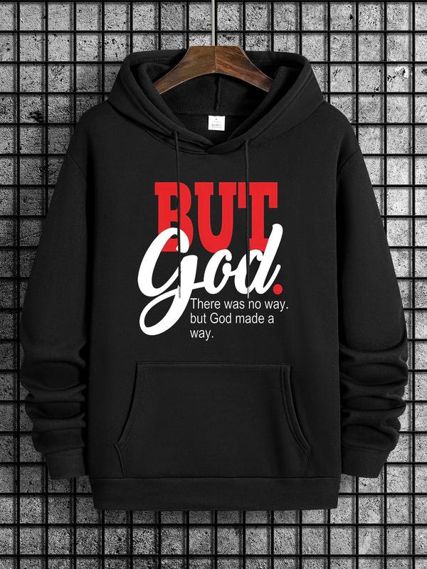 Unisex Men's Regular Fit Letter Print Hoodie Essentials for Spring & Fall, Drawstring Pocket Sweatshirt for Casual Wear, Men's ClothingÂ 