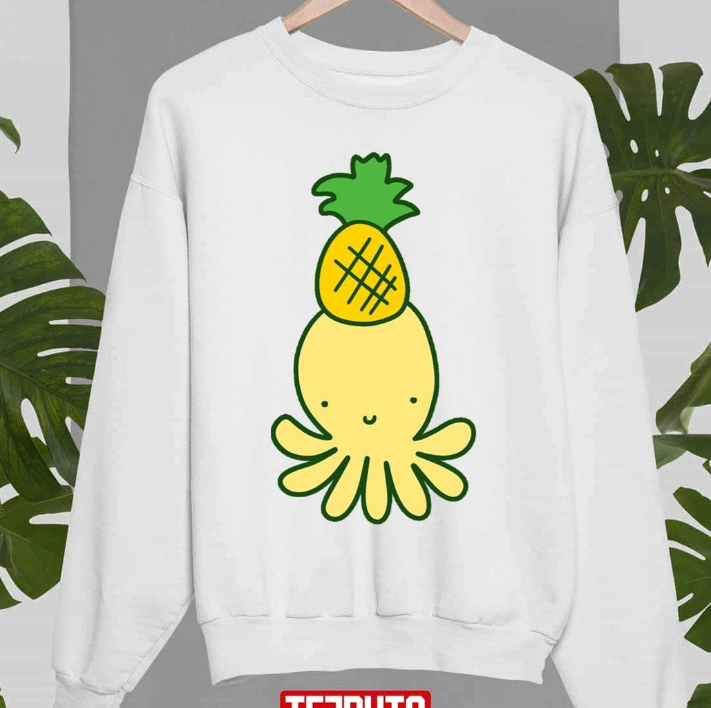 Pineapple Octopus Chibi Yellow Design Unisex Sweatshirt