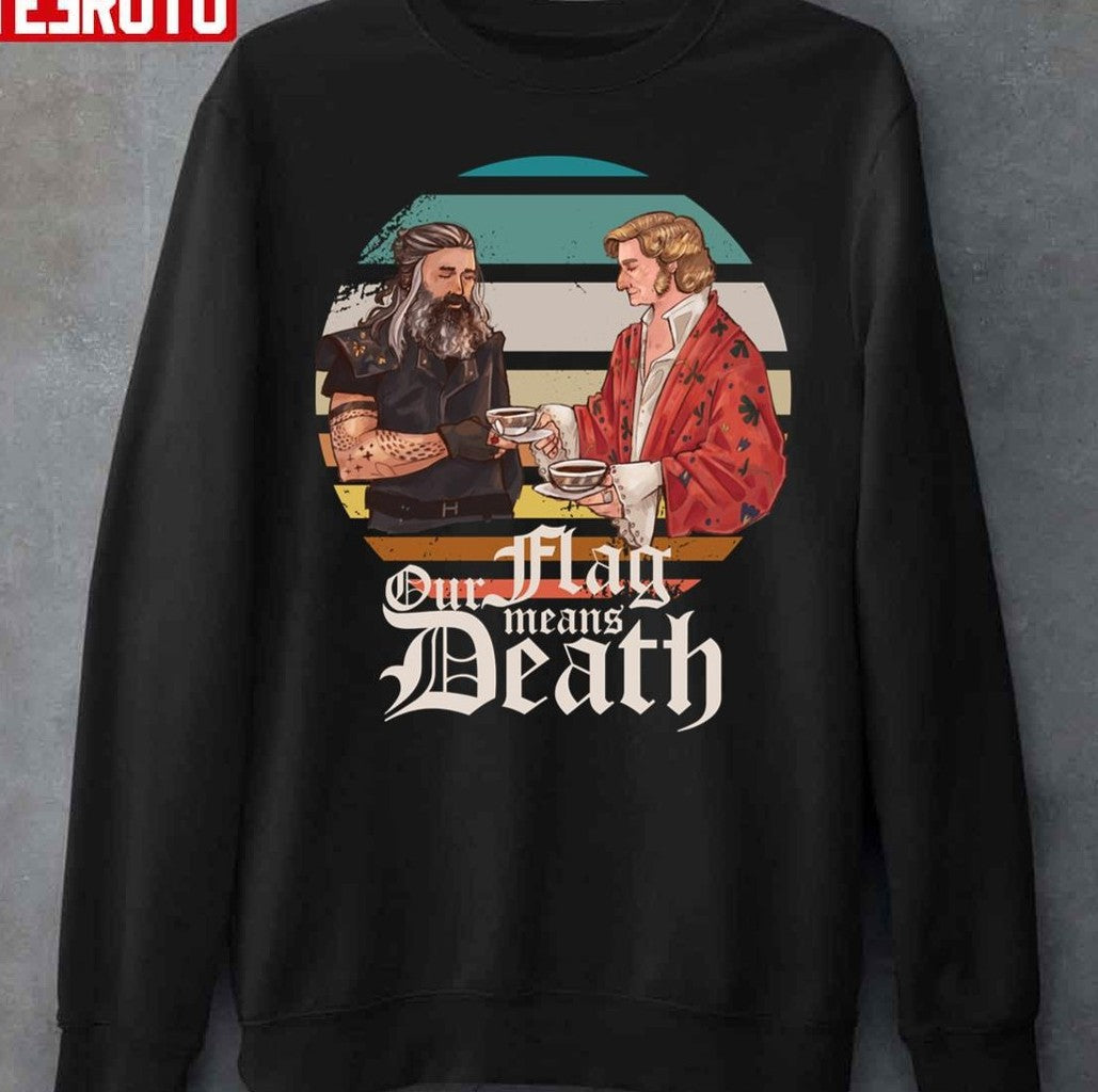 Stede &amp; Blackbeard Retro Sunset Our Flag Means Death Unisex Sweatshirt