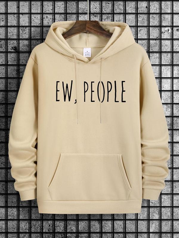 Men's Letter Print Drop Shoulder Hoodie, Casual Regular Fit Sweatshirt, Drawstring Pocket, Daily Holiday Outdoor Men's Wear for Spring & FallÂ 