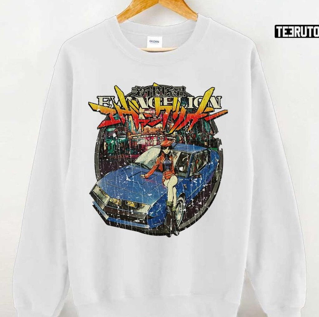Anime Girls Evangelion Misato Katsuragi Vintage 1995 Unisex Hoodie