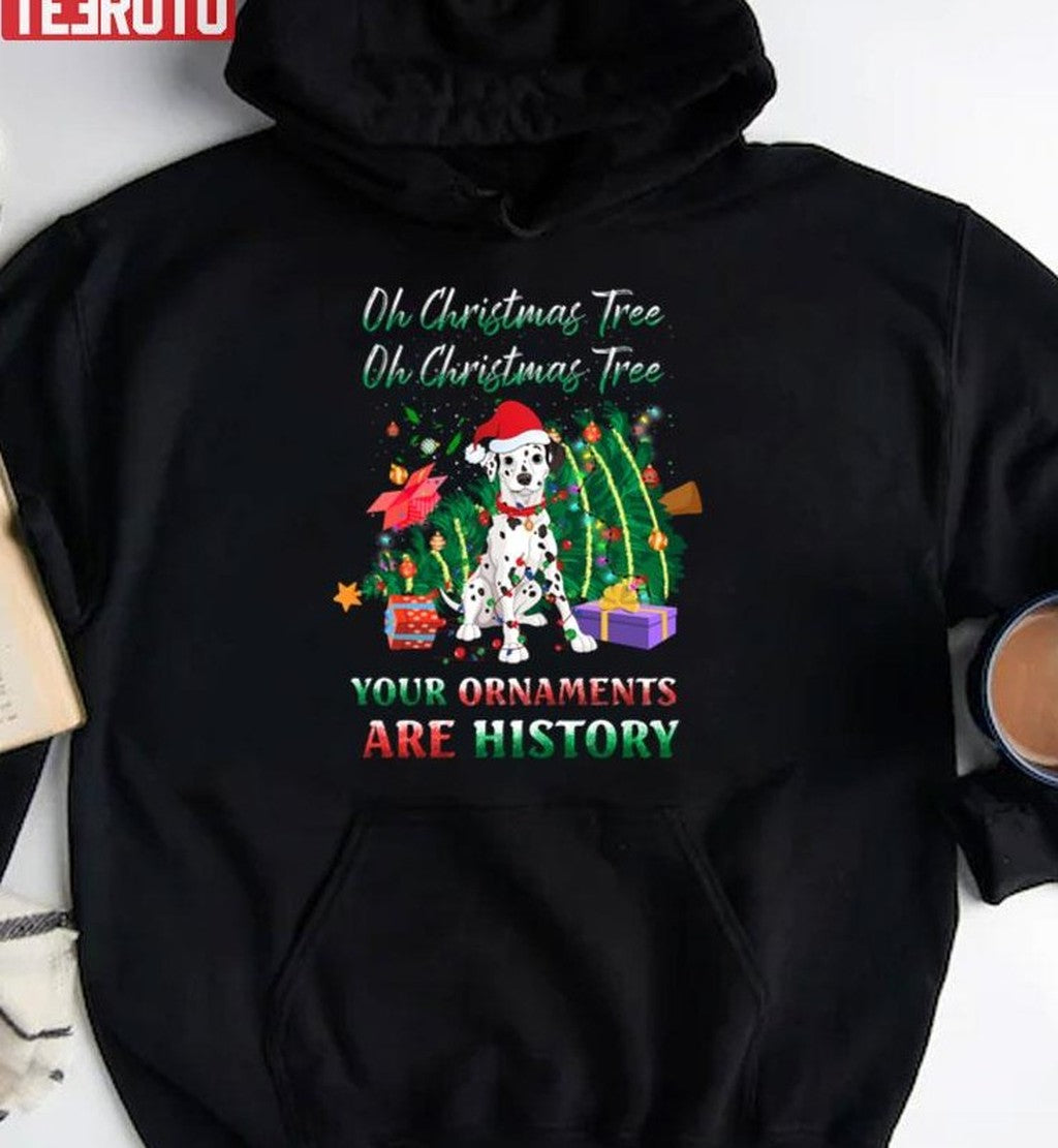 Oh Christmas Tree Dalmatians Dog Ornaments History Unisex Sweatshirt