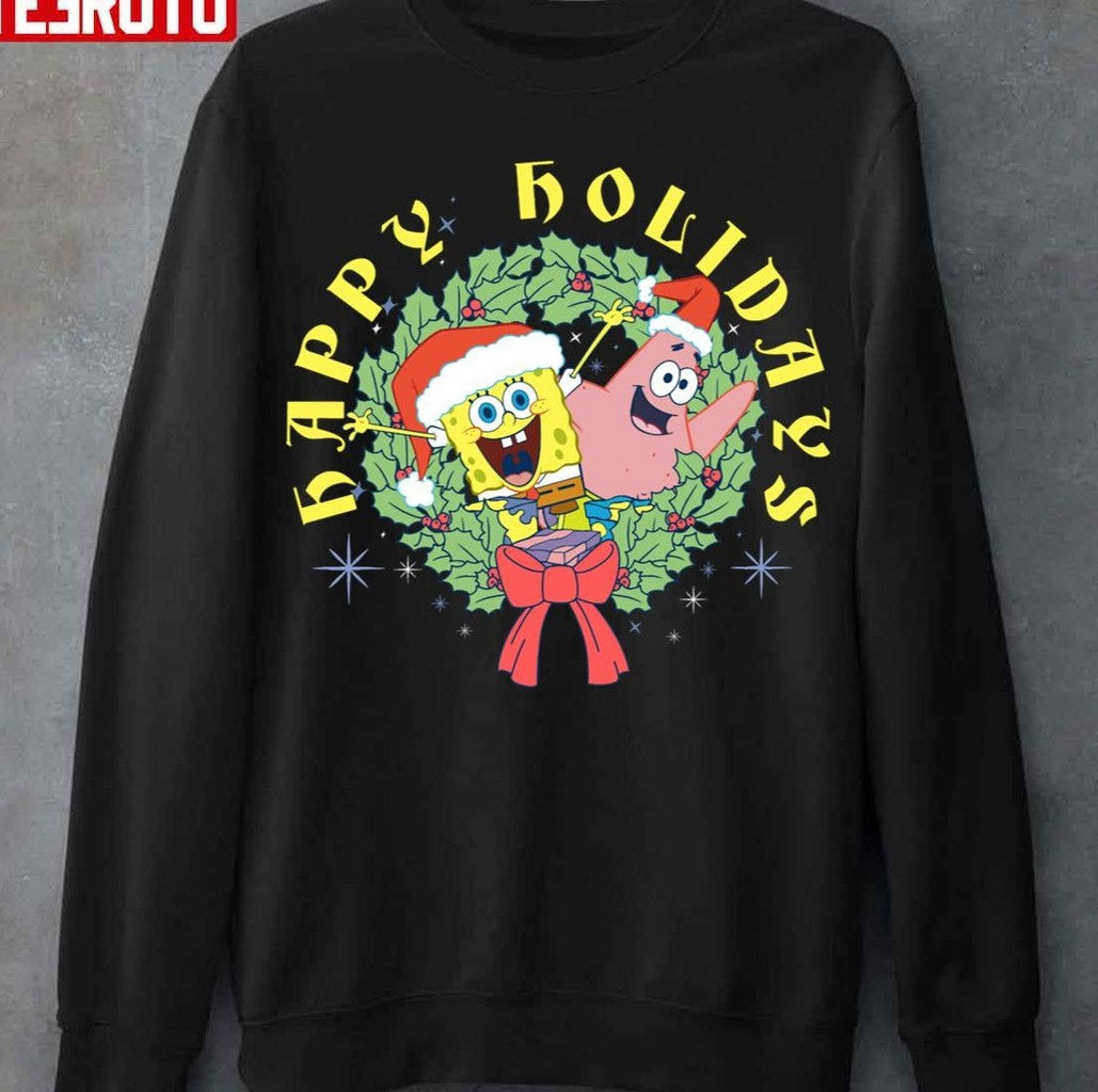 Patrick Happy Holidays Christmas Halloween Spongebob Unisex T-Shirt