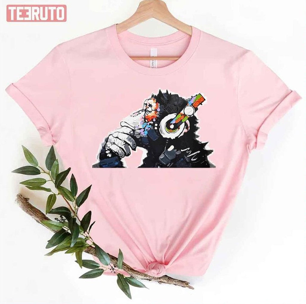 Banksy Funky Monkey Dj Headphones Graffiti Street Art Unisex T-Shirt