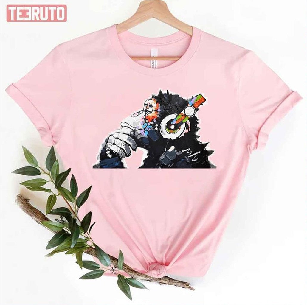 Banksy Funky Monkey Dj Headphones Graffiti Street Art Unisex T-Shirt