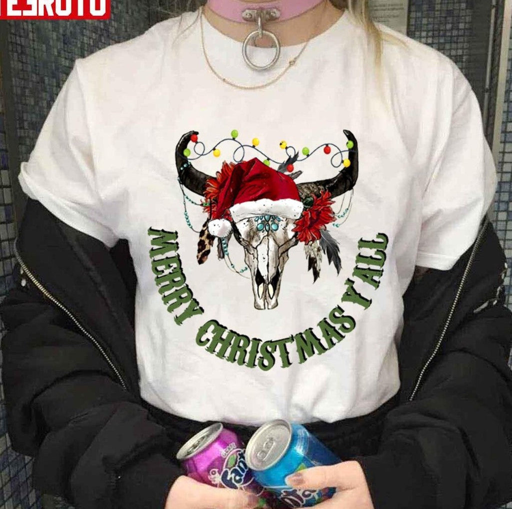 Santa Deer Merry Christmas Y'all Vintage Unisex Sweatshirt