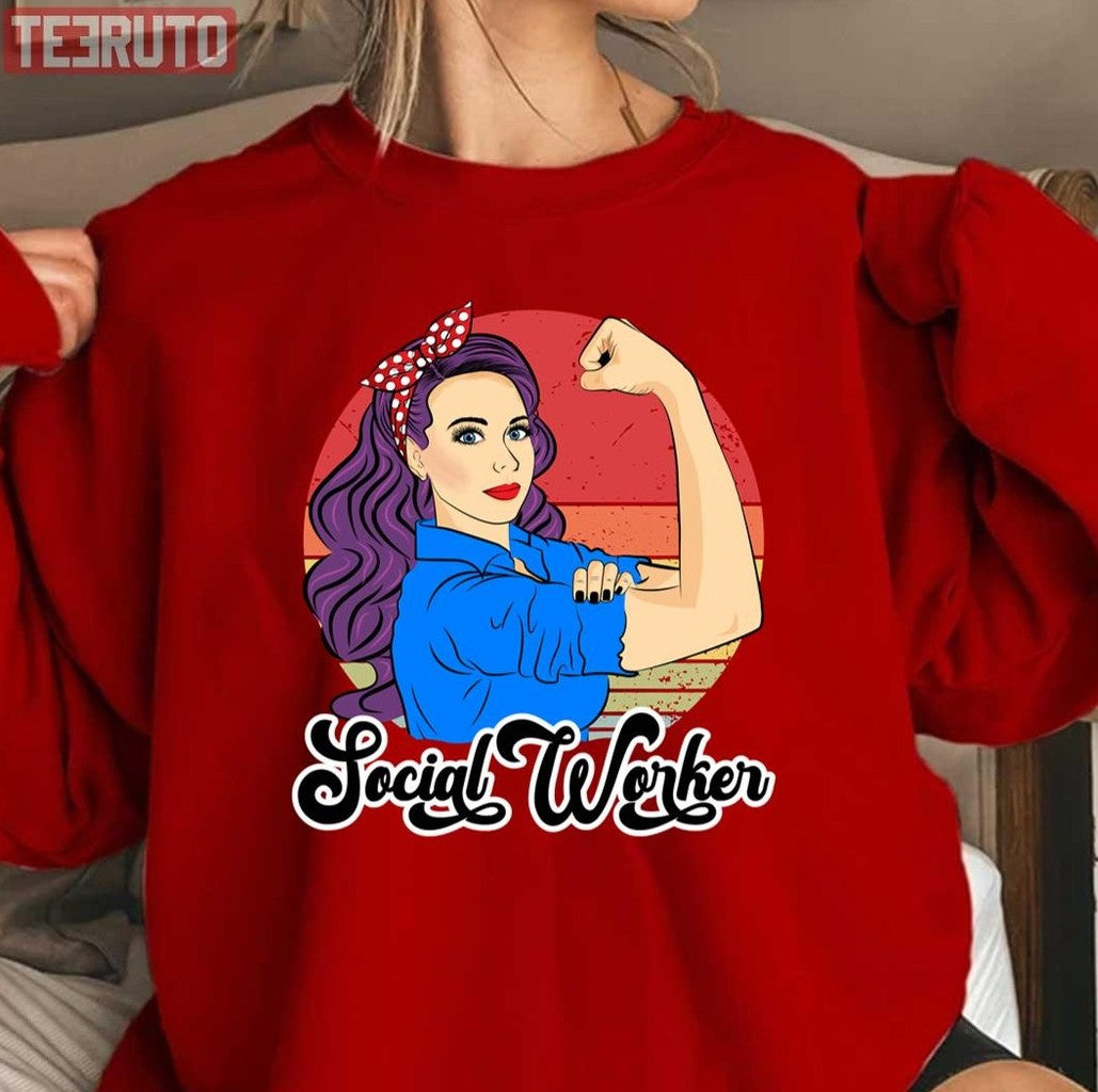 Social Worker Female Vintage Caseworker Strong Woman Sweatshirt