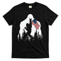 Funny Bigfoot Rock On Hold American Flag Sasquatch Believers T-Shirt