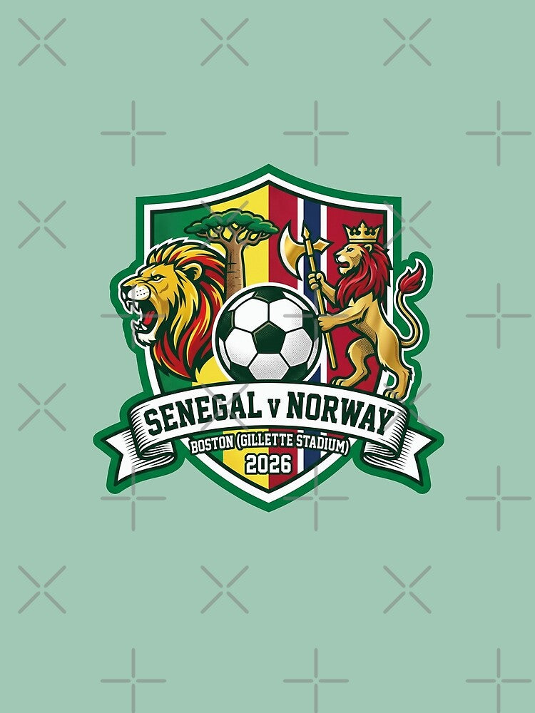 Senegal vs Norway Football Crest 2026 Boston Vibe by Pride Emblem Prints