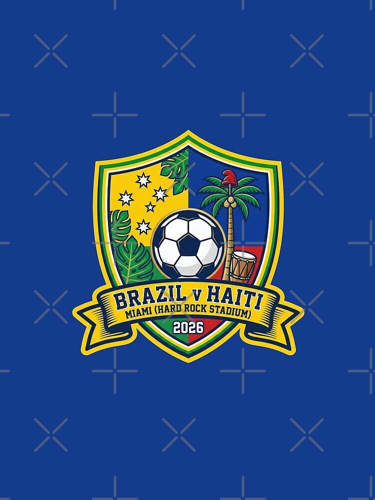 Brazil vs Haiti Soccer Match Miami 2026 Athletic Crest by Pride Emblem Prints