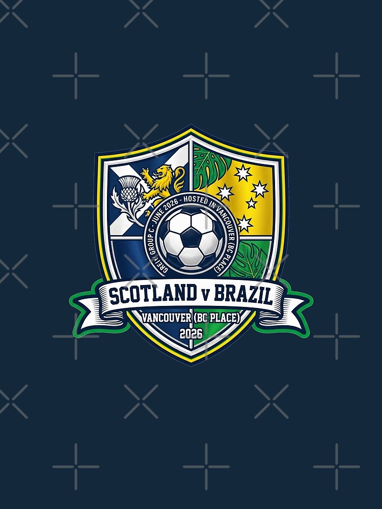Scotland vs Brazil Soccer Match Vancouver 2026 Crest by Pride Emblem Prints