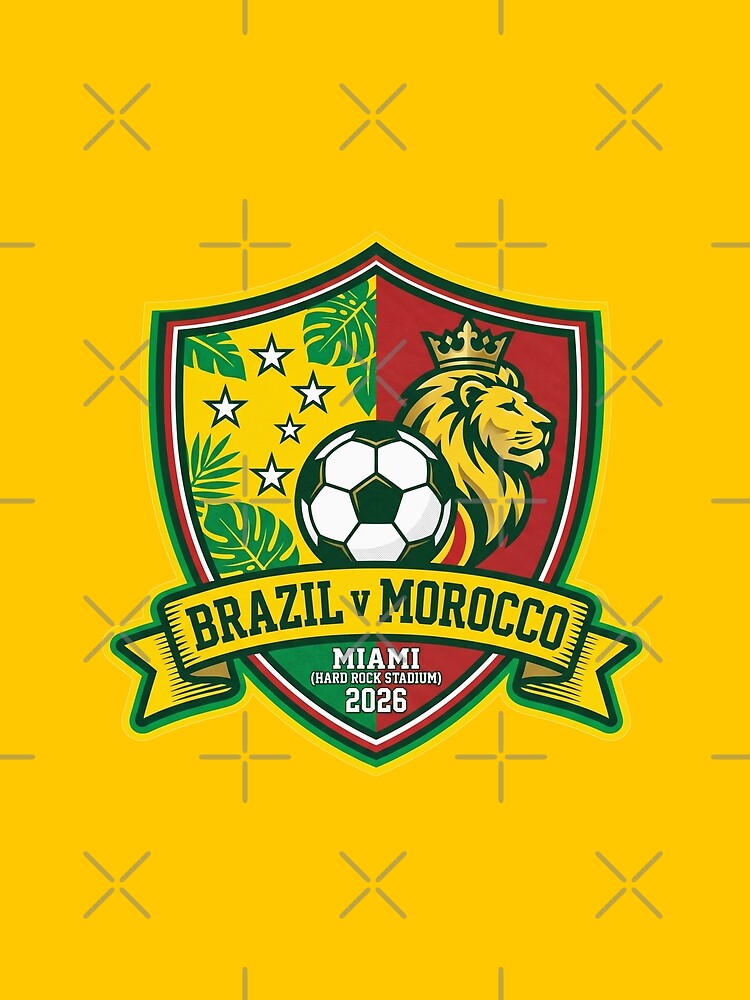 Brazil vs Morocco Soccer Match 2026 Miami Crest by Pride Emblem Prints