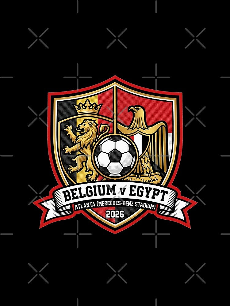 Belgium vs Egypt Atlanta 2026 Soccer Shield Emblem by Pride Emblem Prints