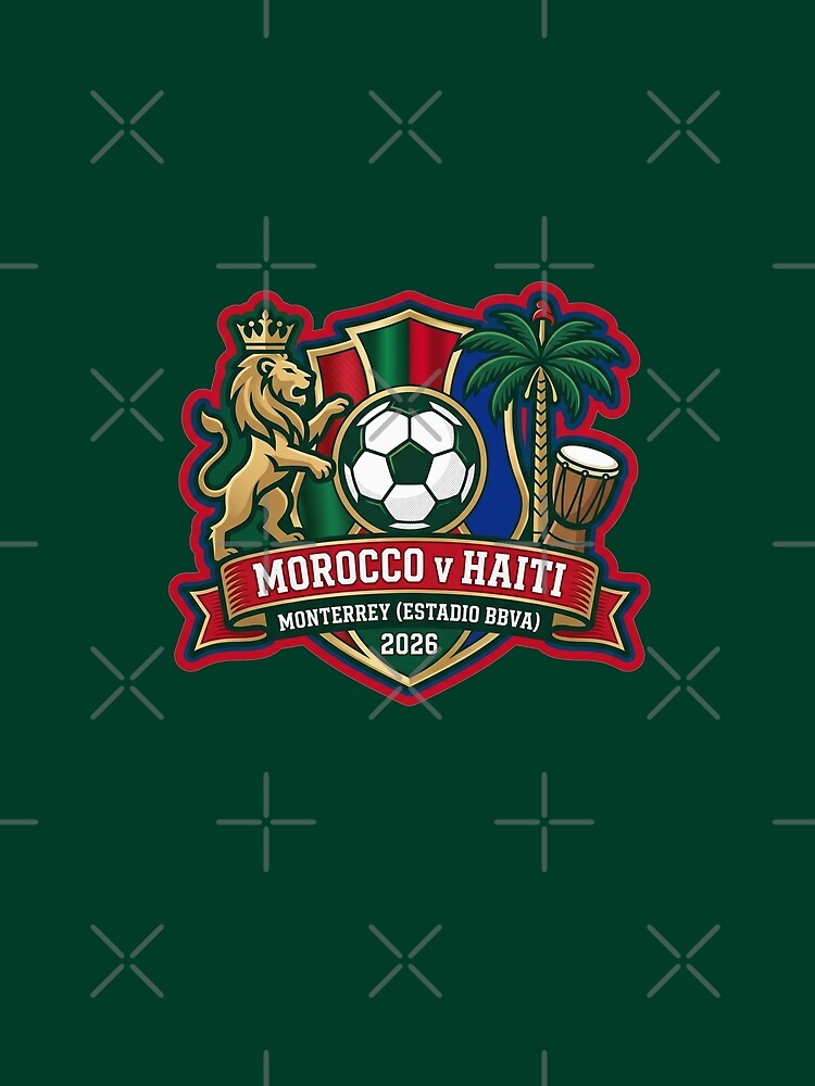 Morocco Versus Haiti Soccer Match Monterrey 2026 Crest by Pride Emblem Prints