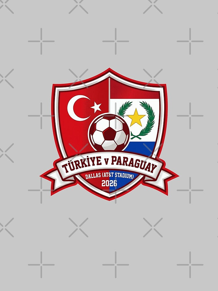 Türkiye Paraguay Dallas Football Match 2026 Sporty Crest by Pride Emblem Prints