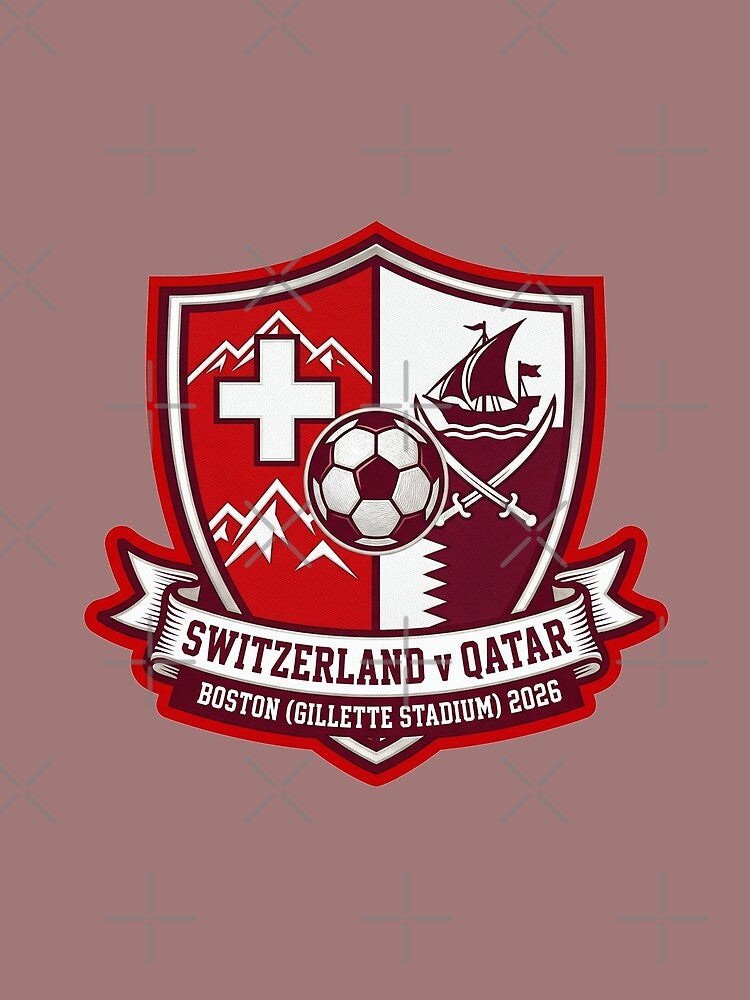 Switzerland vs Qatar Soccer Crest Boston 2026 Sport Vibe by Pride Emblem Prints