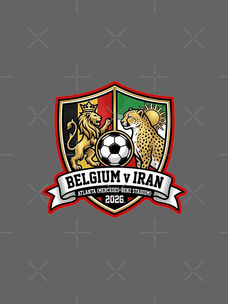 Belgium vs Iran Atlanta 2026 Proud International Soccer Emblem by Pride Emblem Prints