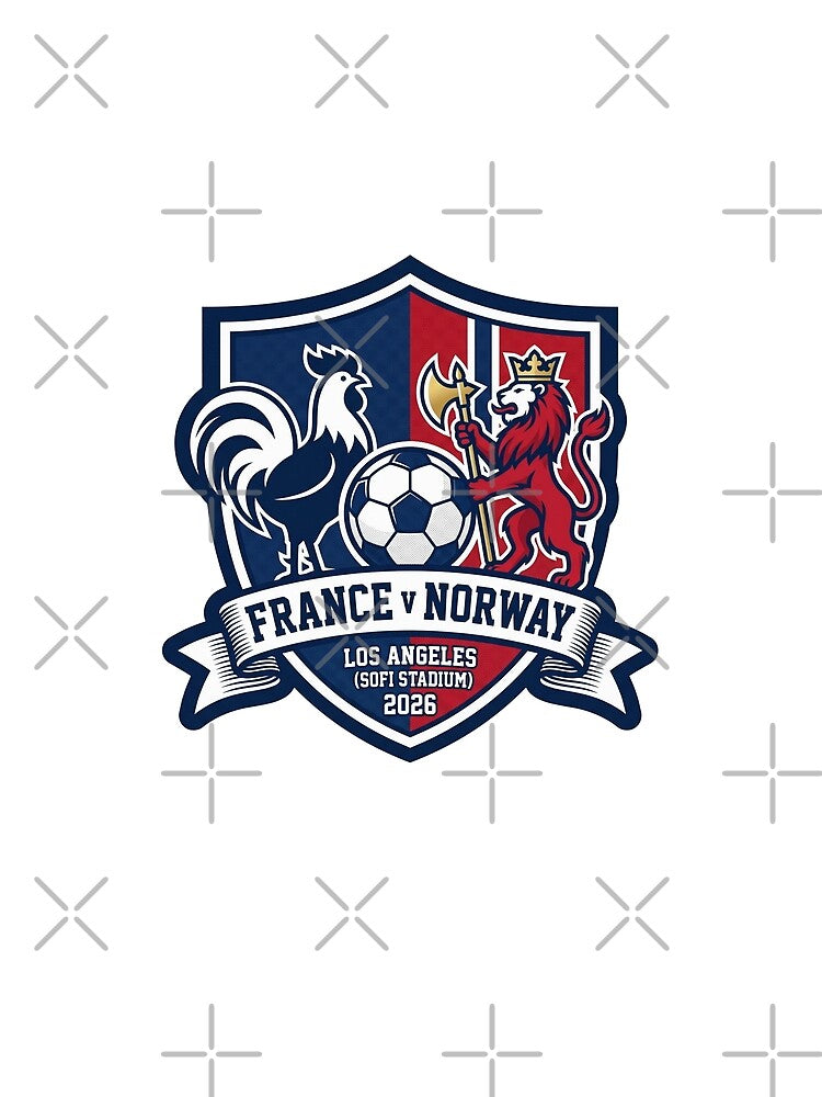 France Versus Norway Soccer Crest Los Angeles 2026 by Pride Emblem Prints