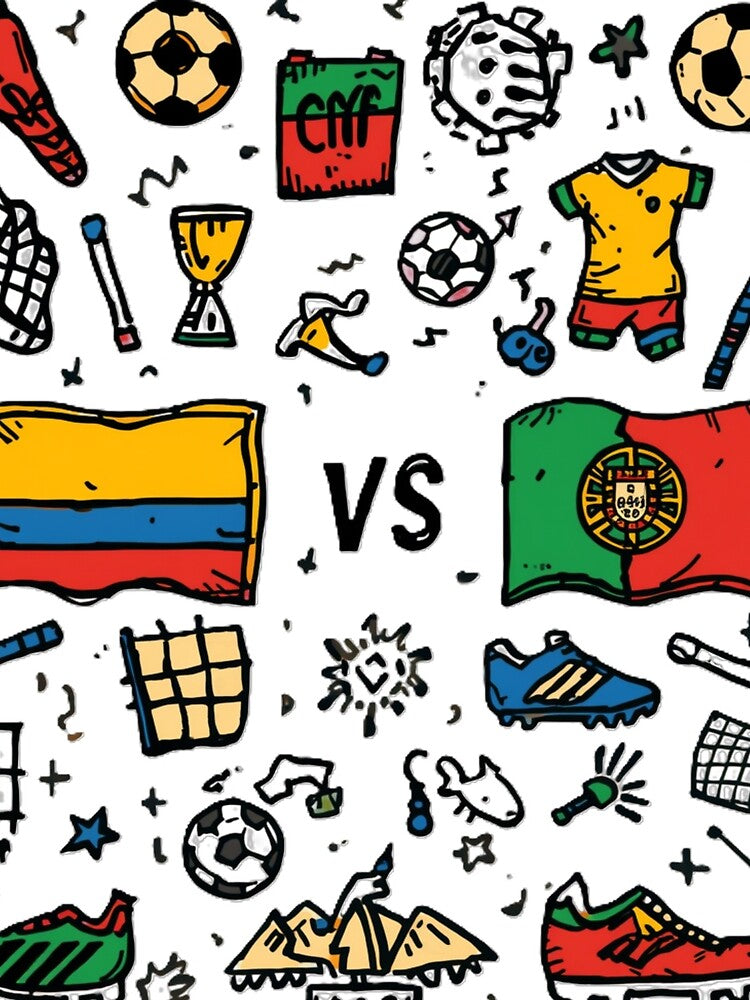 Colombia vs Portugal World Cup 2026 Doodle - Father's Day Gift Football. by GeoandHome