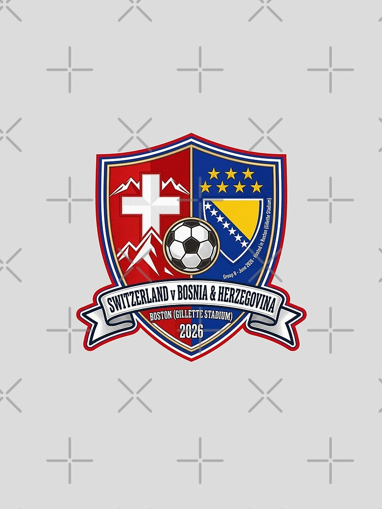 Switzerland Bosnia Football Match Crest Boston 2026 by Pride Emblem Prints